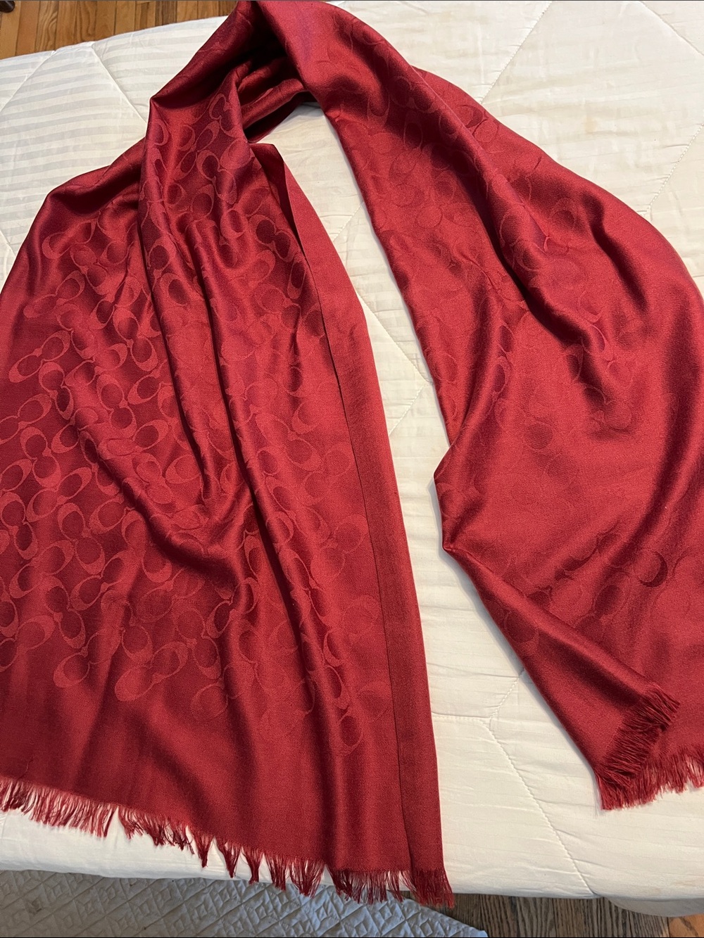 Coach Red Silk and Wool Women's Scarf